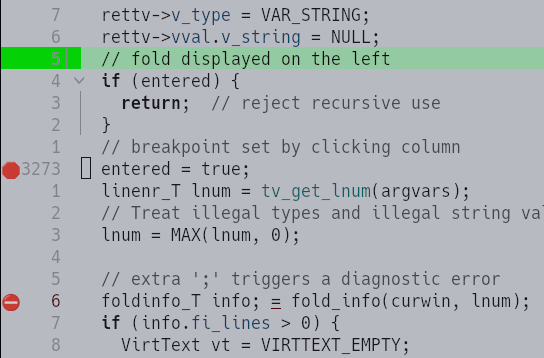 Neovim editor screenshot with statuscolumn example